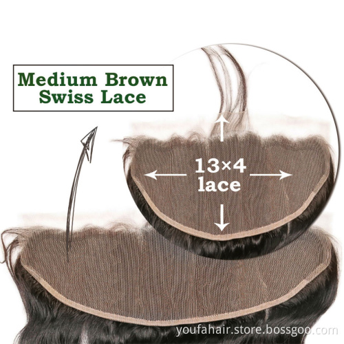 Unprocessed Cuticle Aligned Virgin Human Hair 13x4 Swiss Lace Frontal Closure Hair Loose Wave Peruvian Hair Bundles with Frontal